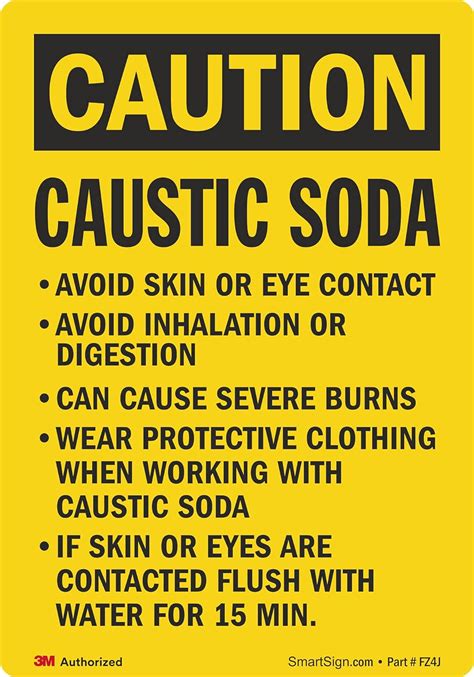 Smartsign 5 X 35 Inch “caution Caustic Soda Avoid Skin Or Eye