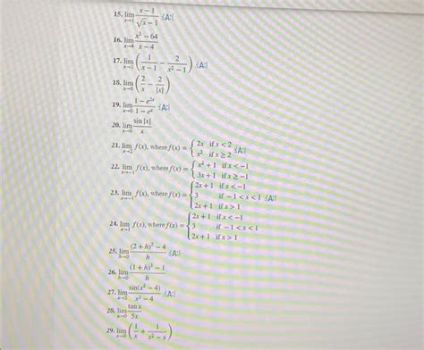 Solved 15 Limx→1x−1x−1≤a 16 Limx→4x−4x3−64 17