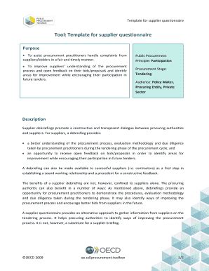 Fillable Online Template For Supplier Questionnaire Fax Email Print