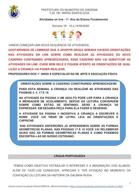 PDF Semana 18 10 a 14 08 2020 VAMOS COMEÇAR educacao diadema sp