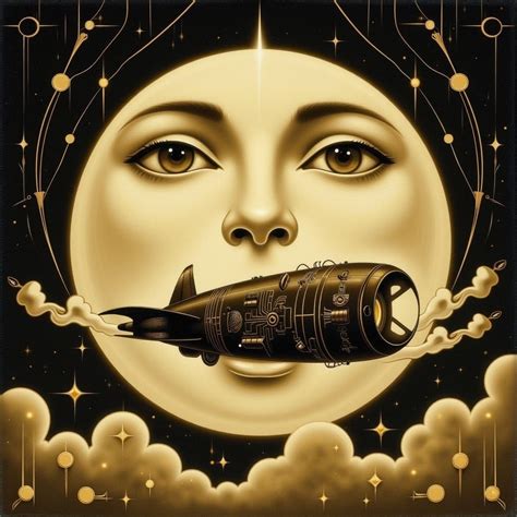 Vintage Science Fiction Art Deco Spacecraft in a C... - AI Art