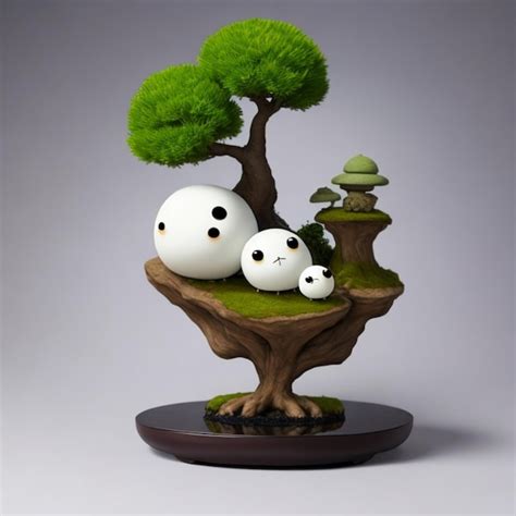 Premium Ai Image A Sculpture Of Two Eggs On A Small Rock With A Tree