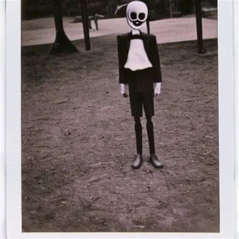 Real Polaroid Picture Of Slenderman At A Playground Stable Diffusion