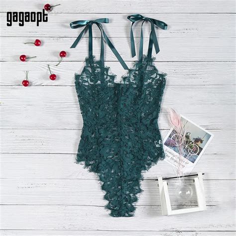 Gagaopt 5 Colors Lace Bodysuit Women Floral Embroidery Elegant Bow