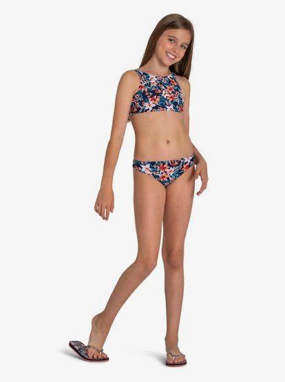 Sebastian Floral Crop Top Bikini Set For Girls 8 16 Roxy