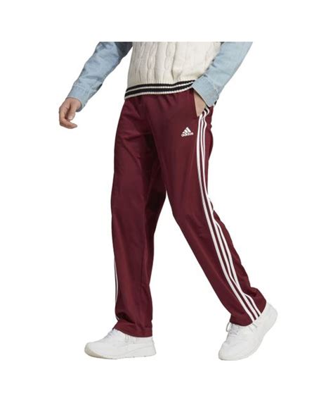 Adidas Essentials Warm Up Open Hem 3 Stripes Tracksuit Bottoms In Red