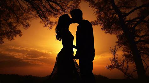 Engaged couple kissing silhouette 27446731 Stock Photo at Vecteezy