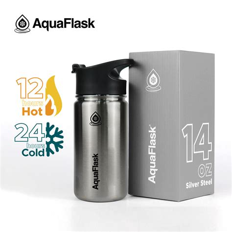 AQUAFLASK (14oz) AQUA FLASK Wide mouth Vacuum Insulated Stainless Steel ...