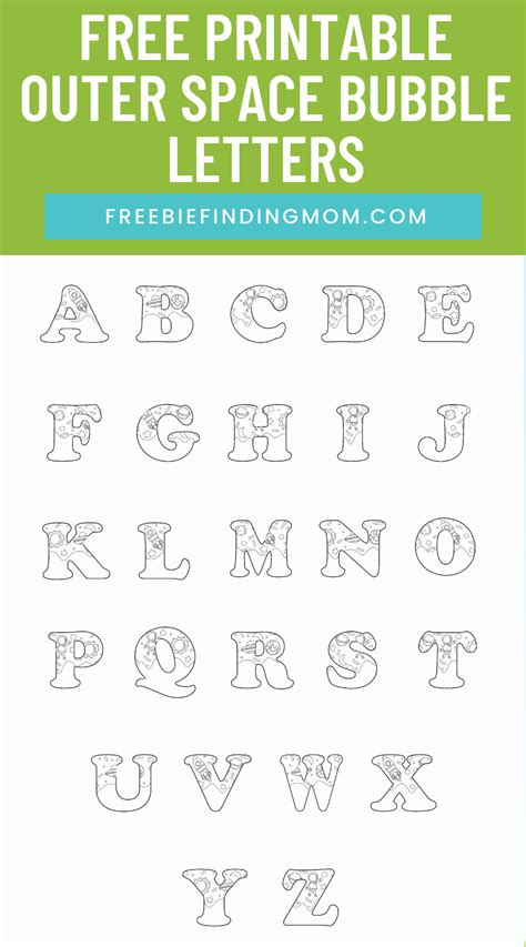 This Is A Free Outer Space Printable Bubble Letters Alphabet They Are