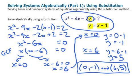 Solving Systems Algebraically By Substitution • [8 2a] Pre Calculus 11 Youtube