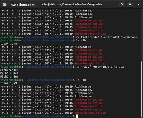 Compresi N De Ficheros Bzip Gzip Xz Y Zip En Gnu Linux Weblinus