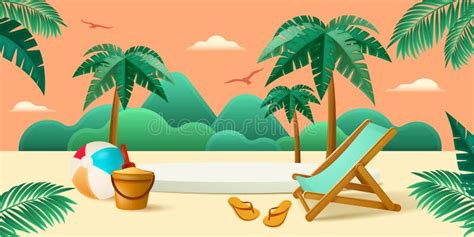 Summer Holiday Beach Vacation Theme Podium With Summer Set Beach