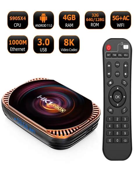 HK1 RBOX X4 Android 110 Amlogic S905X4 Smart TV Box 8K 4G 32 64128GB 3D