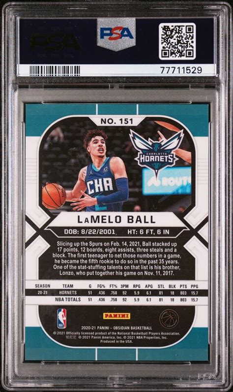 2020 Panini Obsidian Lamelo Ball Asia Parallel PSA 10 Gem Mint EBay