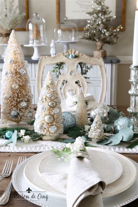 Soft and Wintery Christmas Table with Touches of French Blue