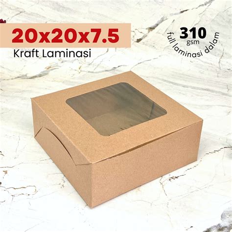 Jual LAMINASI Box Kraft Dos Coklat Kotak Nasi Roti Kue Snack Cake