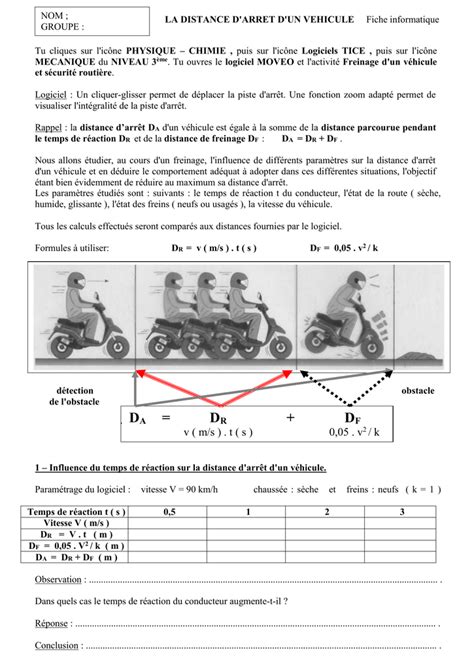 La Distance De Freinage Calcul De Distance D Arret Temps De R Action