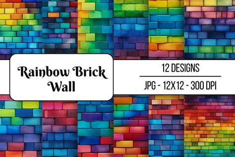 Rainbow Brick Wall Graphic by Whimsy Girl · Creative Fabrica