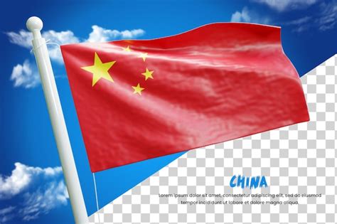 Premium PSD | China realistic flag 3d render isolated or 3d china ...