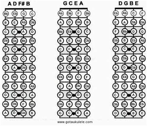 Baritone Ukulele Fretboard Chart A Visual Reference Of Charts Chart