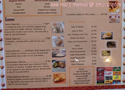 Menu at Las Flores restaurant, Eaton Rapids