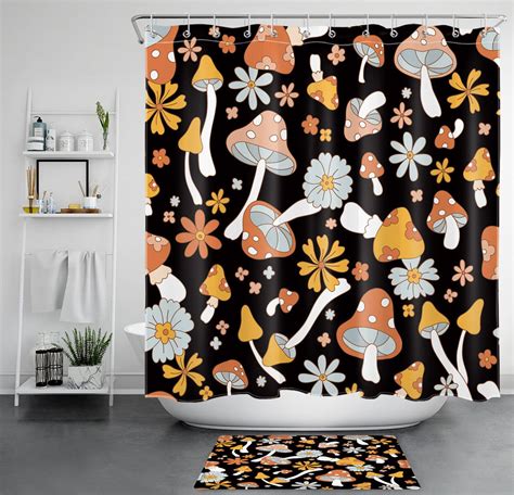 Whimsical Woodland Delight Shower Curtain Set With Pink Flower Brown