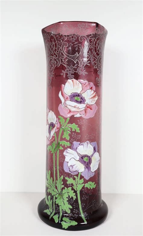 Zylindervase Wohl Legras Cie St Denis Um 1900 Porzellan Glas