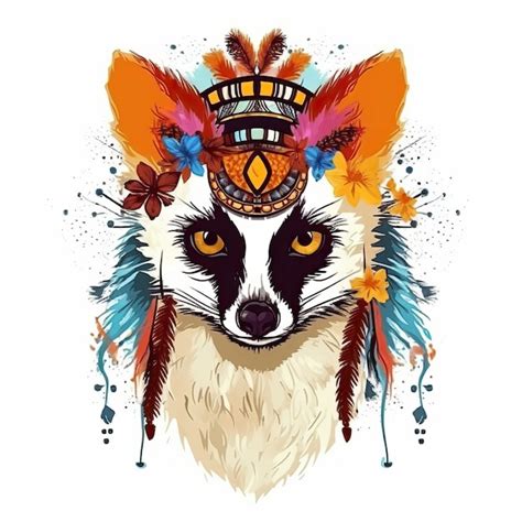 Premium Vector Bohemian Vector Lemur On White Background