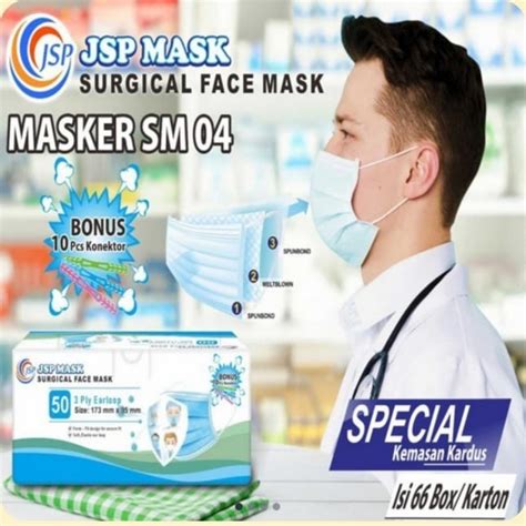 Jual Masker Medis Jsp Ply Surgical Mask Earloop Hijab Isi Pcs