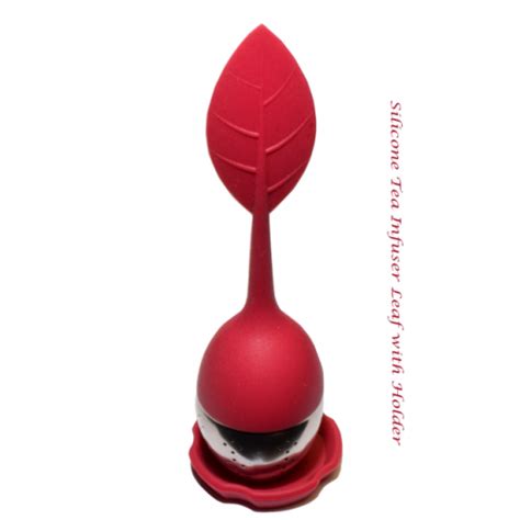 Silicone Tea Infuser Leaf with Holder (red)