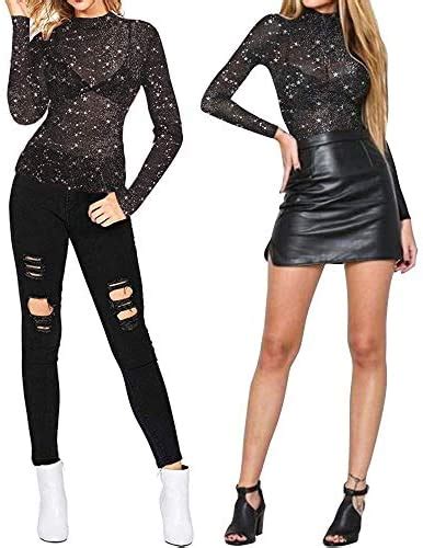 Sheer Mesh Shirt Mangopop Women S Long Sleeve Short Sleeve Glitter Sheer Mesh Tops T Shirt