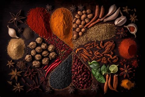 Premium Ai Image Herbs And Spices Are Neatly Arranged Generative Ai