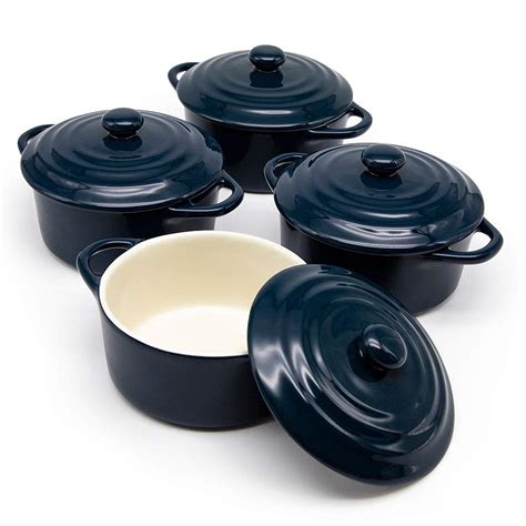 Kook Ceramic Mini Cocotte Set Small Casserole Dishes With Lids And