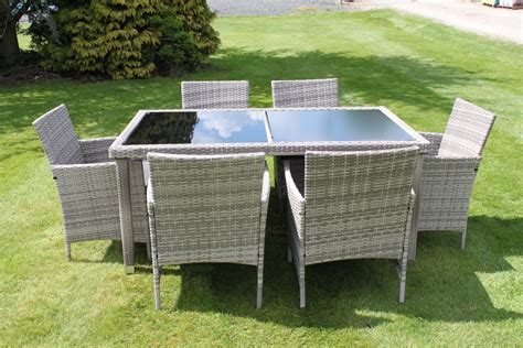 Stratford Rattan Weave Garden 6 Seater Dining Set Complete With