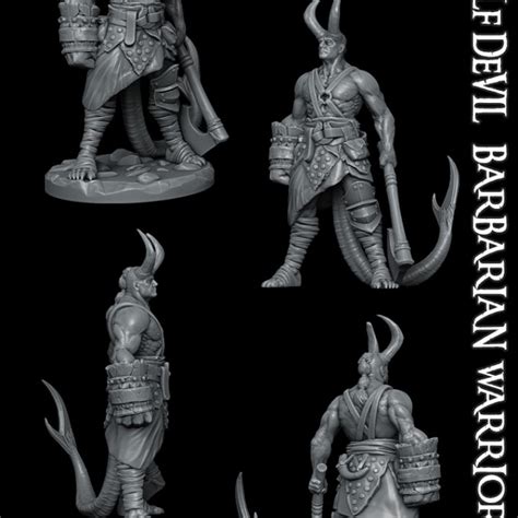 D Printable Half Devil Barbarian Warrior By Rocketpiggames