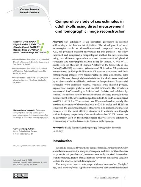 Pdf Comparative Study Of Sex Estimates In Adult Skulls Using Direct