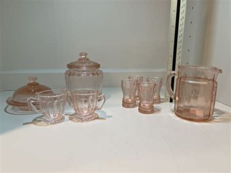 Mosser Glass Piece Miniature Jennifer Set Pink Pitcher Cups