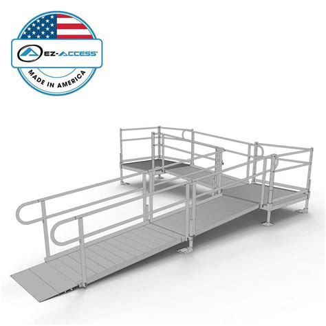 Ez Access Pathway 18 Ft L Shaped Aluminum Wheelchair Ramp Kit With