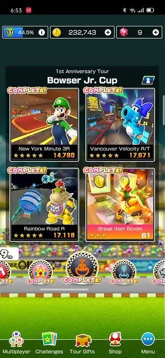 Mario Kart Tour 1st Anniversary Tour 12 Cups 100 Complete Youtube