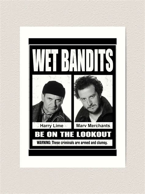 Harry And Marv Wet Bandits Be On The Lookout Home Alone Art Print For