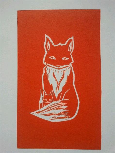 Fox Linocut Linocut Prints Linocut Linocut Art