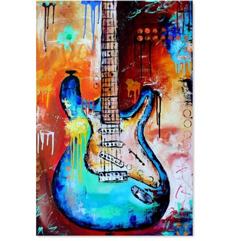 PRINT Guitar Painting, Abstract Electric Fender Stratocaster - Etsy