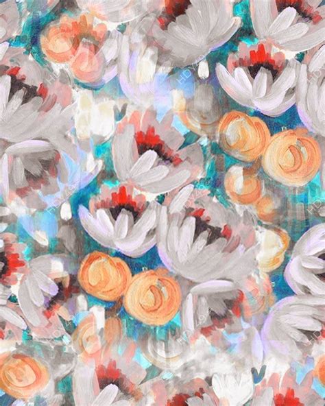 Sweet Grey Flower Watercolor Seamless Pattern Soft Pastel Colors Water