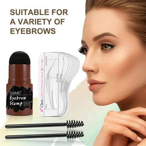 Elaimei Eyebrow Stencil Lit Eyebrow Stamp Shaping Kit One Step Natural Brow Powder Dark Brown