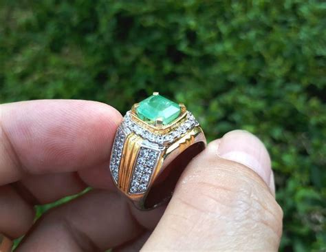 Batu Permata Natural Zamrud Emerald Beryl Zr Ikatan Perak Hm Mewah