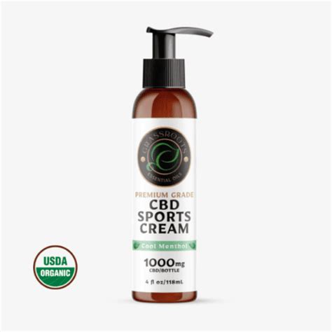 1000mg Organic CBD Sports Cream Cool Menthol Grassroots Essentials