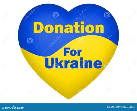 Donation For Ukraine Heart Icon Slogan Donating And Benefaction In