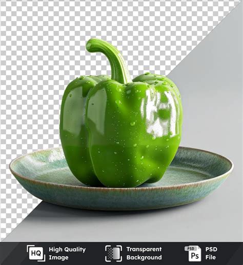 Premium PSD Transparent Psd Picture Green Bell Pepper Mockup A Plate