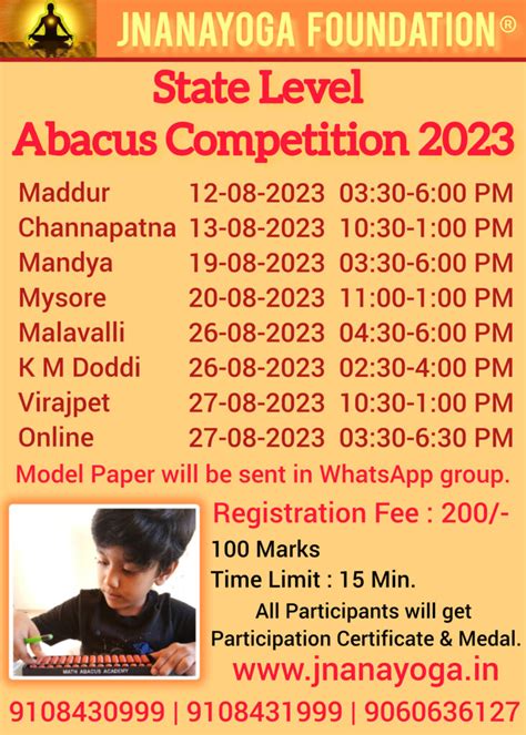 State Level Abacus Competition Jnanayoga Foundation