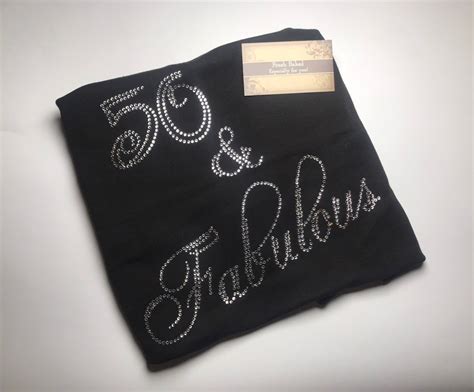 Custom Rhinestone Bling 50 And Fabulous Shirt 50th Birthday Etsy